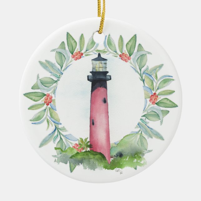Tropical Christmas Tree Ornament Lighthouse (Front)