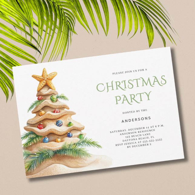 Tropical Christmas Tree Party Invitation (Creator Uploaded)
