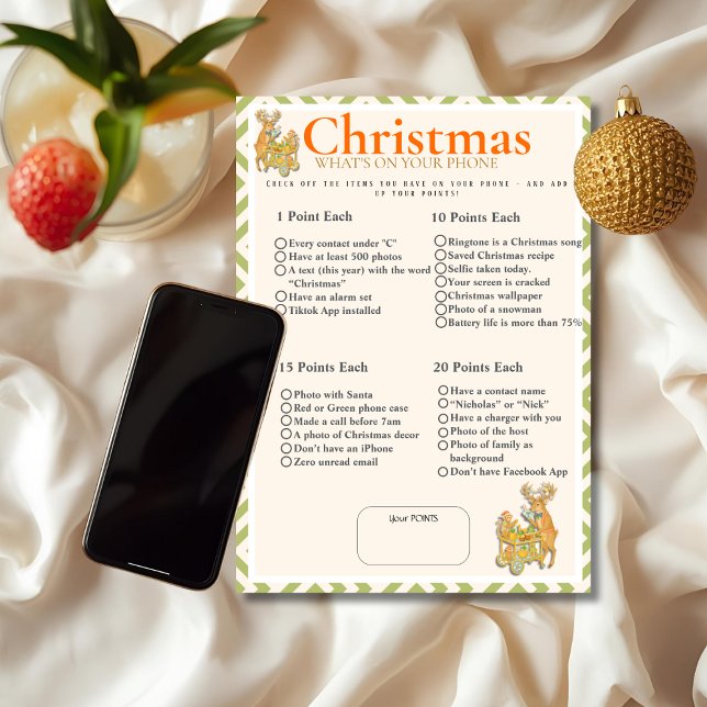 Tropical Christmas What's On your phone game card (Tropical Christmas What's On your phone game card)