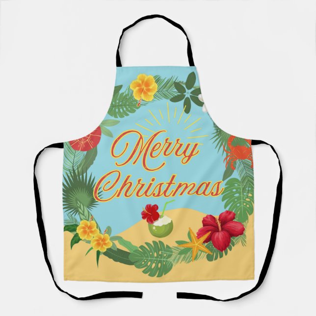 Tropical Christmas Wreath Apron (Front)