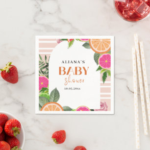 Tropical Citrus Baby Shower Watercolor Napkin