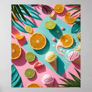Tropical Citrus & Beach Aesthetic Wall Art