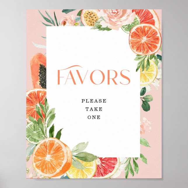 Tropical Citrus Bridal Shower Favours Poster (Front)