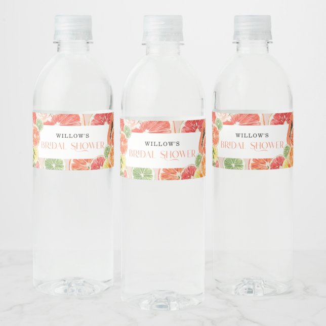 Tropical Citrus Bridal Shower Water Bottle Label (Bottles)
