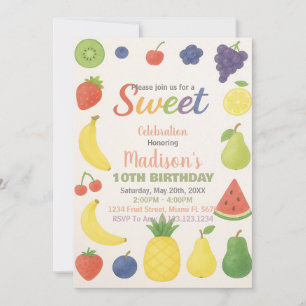 Tropical Citrus Fruit Birthday Invitation