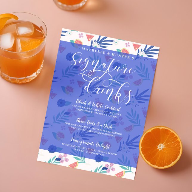 Tropical Citrus Fruit Signature Cocktail Drinks Menu (Tropical Citrus Fruit Signature Cocktail Drinks Menu)