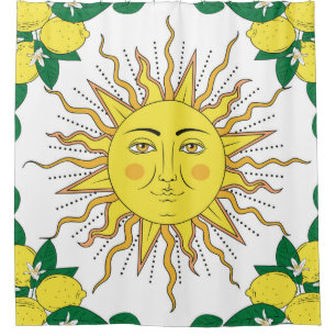 Tropical citrus lemon fruits with flowers frame an