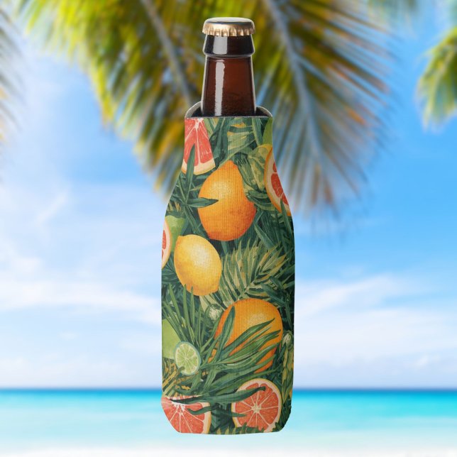 Tropical Citrus Medley – Watercolor Lemon, Orange  Bottle Cooler (Creator Uploaded)