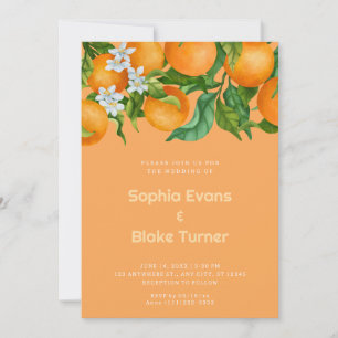Tropical Citrus Oranges Botanical Orange Wedding Invitation