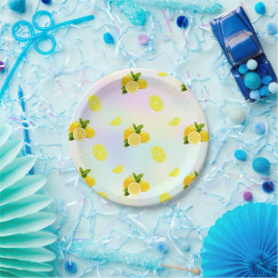 Tropical Citrus summer fresh Orange lemon Slice Paper Plate