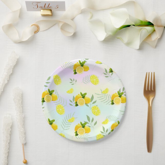Tropical Citrus summer fresh Orange lemon Slice  Paper Plate (Wedding)