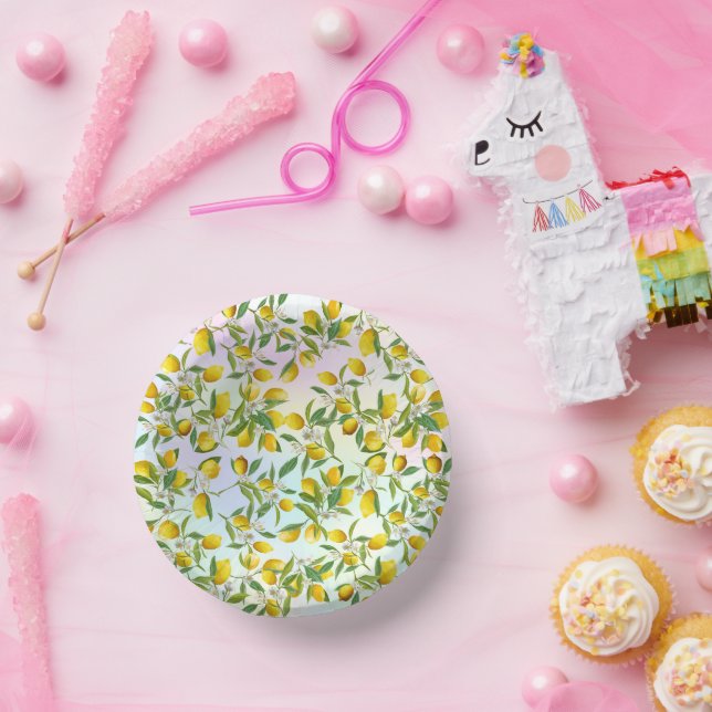 Tropical Citrus summer fresh Orange lemon Slice  Paper Plate (Party)