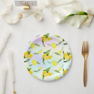 Tropical Citrus summer fresh Orange lemon Slice  Paper Plate