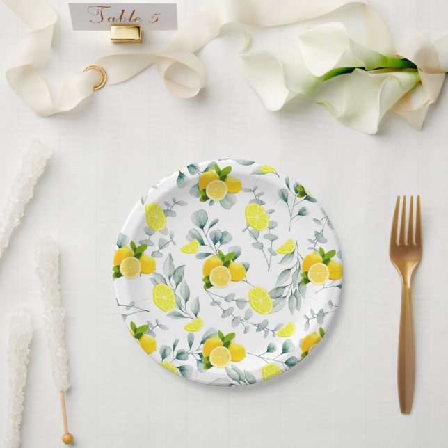 Tropical Citrus summer fresh Orange lemon Slice  Paper Plate (Wedding)