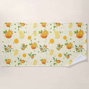 TROPICAL Citrus SUMMER FRUIT Orange lemon Slice  Beach Towel