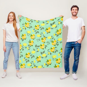 TROPICAL Citrus SUMMER FRUIT Orange lemon Slice  Fleece Blanket
