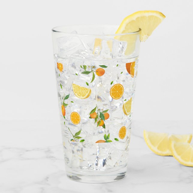 TROPICAL Citrus SUMMER FRUIT Orange lemon Slice  Glass (Back Ice)