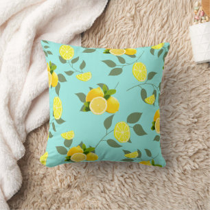 TROPICAL Citrus SUMMER FRUIT Orange lemon Slice  Throw Pillow