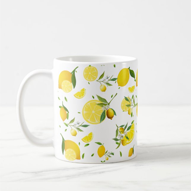 TROPICAL Citrus SUMMER FRUIT Orange lemons Slice  Coffee Mug (Left)