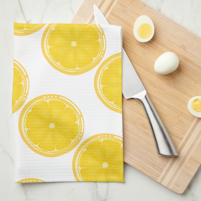 TROPICAL Citrus SUMMER FRUIT Orange lemons Slice Kitchen Towel (Quarter Fold)