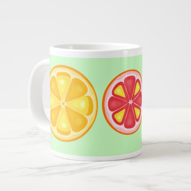 TROPICAL Citrus SUMMER FRUIT Orange lemons Slice Large Coffee Mug (Front Left)