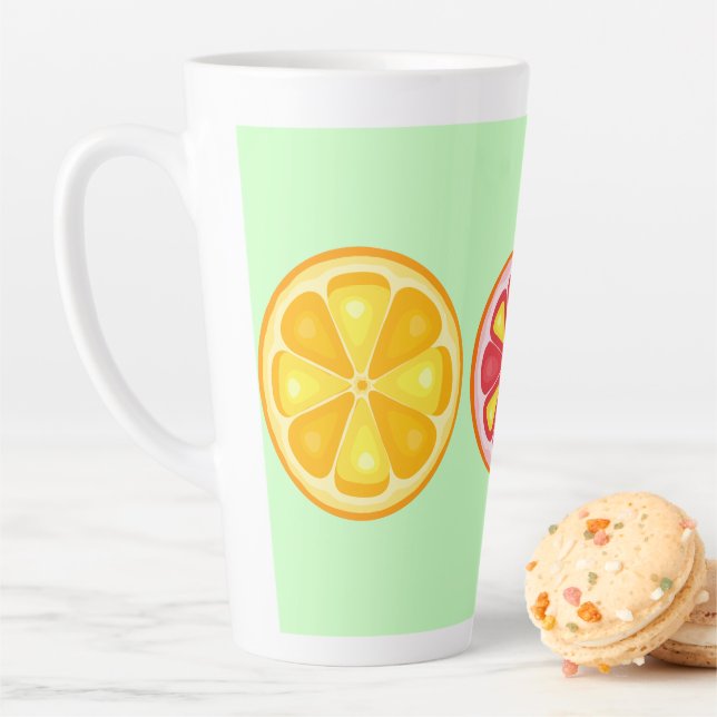 TROPICAL Citrus SUMMER FRUIT Orange lemons Slice Latte Mug (In Situ)