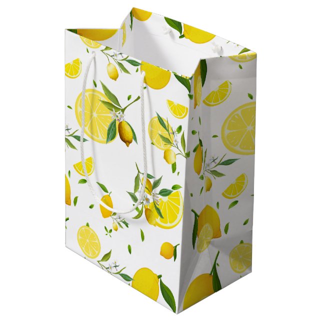 TROPICAL Citrus SUMMER FRUIT Orange lemons Slice  Medium Gift Bag (Back Angled)