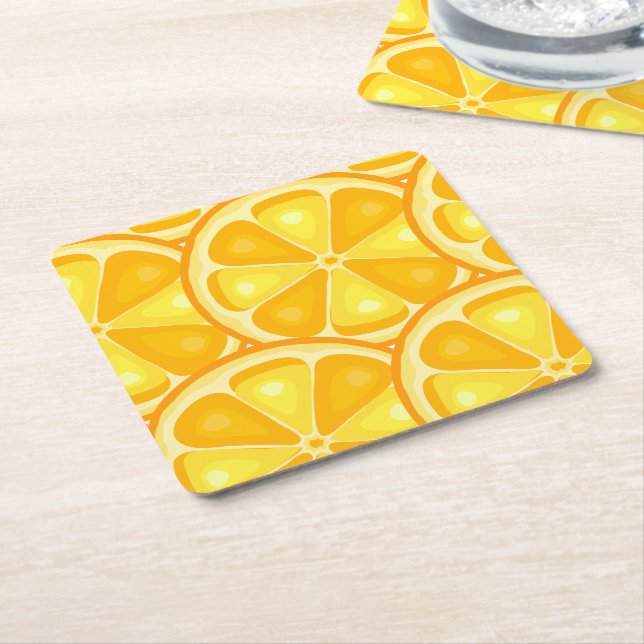 TROPICAL Citrus SUMMER FRUIT Orange lemons Slice Square Paper Coaster (Angled)