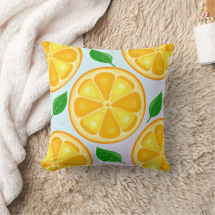 TROPICAL Citrus SUMMER FRUIT Orange lemons Slice Throw Pillow