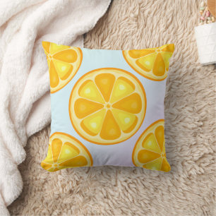 TROPICAL Citrus SUMMER FRUIT Orange lemons Slice Throw Pillow