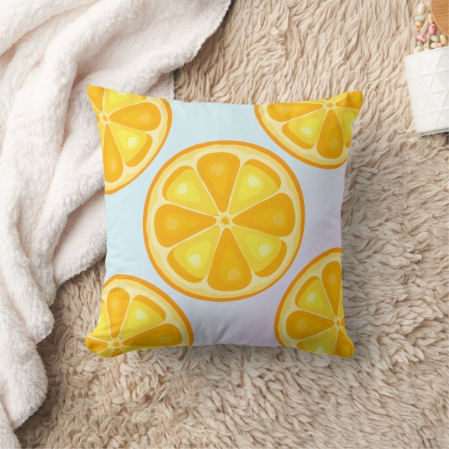 TROPICAL Citrus SUMMER FRUIT Orange lemons Slice Throw Pillow (Blanket)