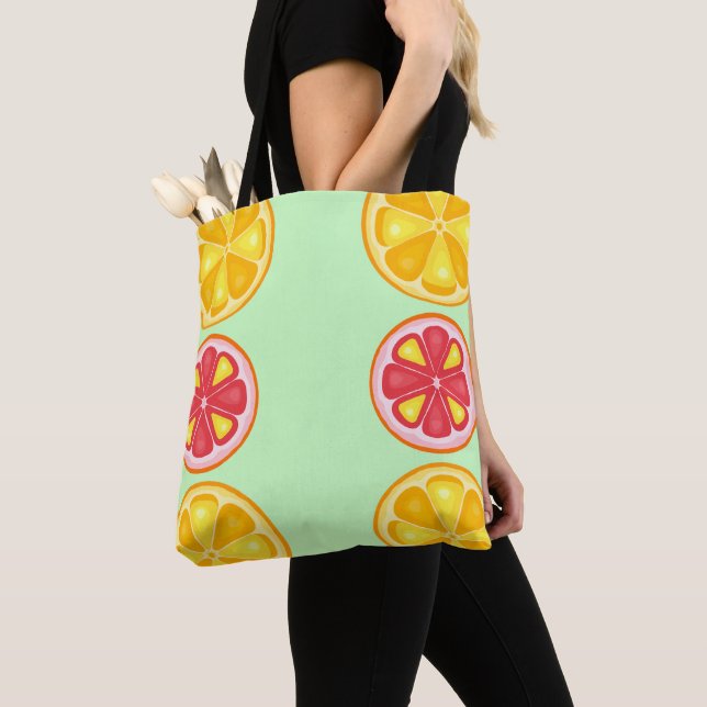 TROPICAL Citrus SUMMER FRUIT Orange lemons Slice Tote Bag (Close Up)