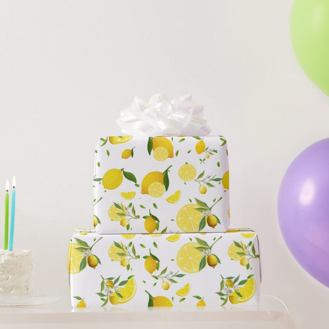TROPICAL Citrus SUMMER FRUIT Orange lemons Slice  Wrapping Paper (Party Gifts)