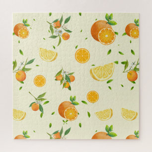 Tropical Citrus SUMMER Orange lemon Slice Jigsaw Puzzle