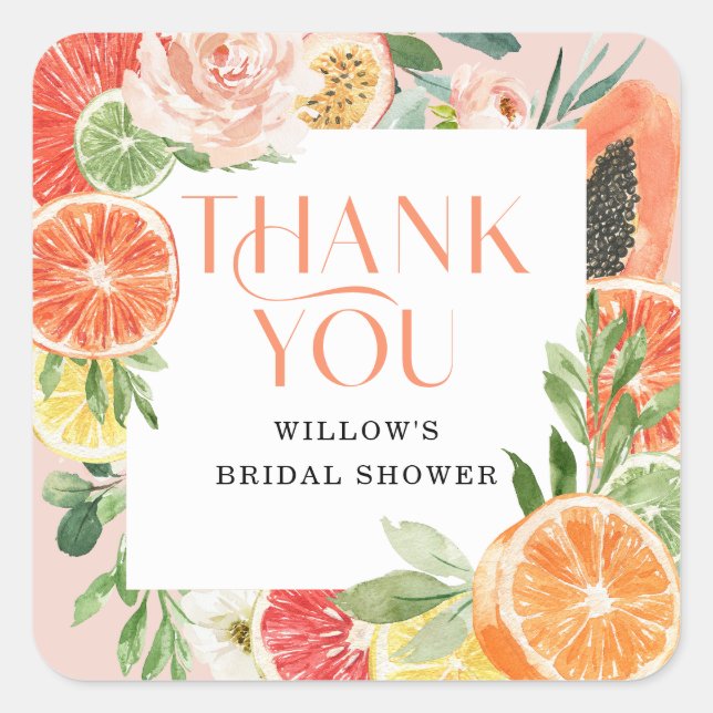 Tropical Citrus Thank You Favour Sticker (Front)