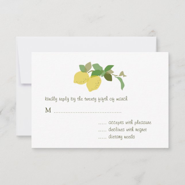 Tropical Citrus Wedding RSVP Card (Front)