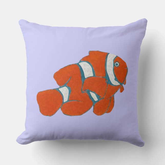 Tropical Clown Fish Throw Pillow (Front)