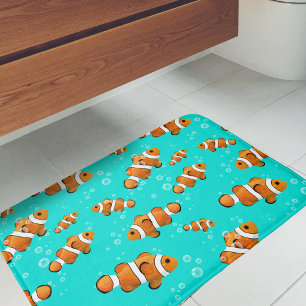 Tropical Clownfish & Bubbles Pattern Bath Mat