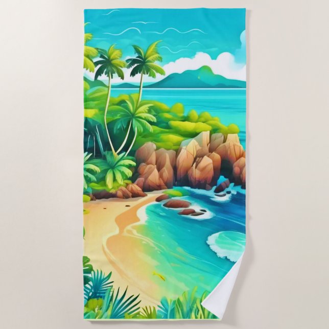 Tropical Coast Bliss Design Beach Towel (Front)