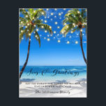 Tropical Coastal Beach Christmas Holiday Card<br><div class="desc">Tropical Coastal Beach Christmas Holiday Card - features a gorgeous,  tropical beach,  with glowing string lights and pretty script typography. Christmas Postcard is part of a collection.</div>