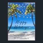 Tropical Coastal Beach Christmas Holiday Card<br><div class="desc">Tropical Coastal Beach Christmas Holiday Card - Send a little bit of paradise to your family and friends this holiday season. Christmas card features a gorgeous, tropical beach scene with glowing string lights and pretty modern script lettering that reads "Happy Holidays" and "MAY THE WARMTH AND JOY OF THE HOLIDAY...</div>