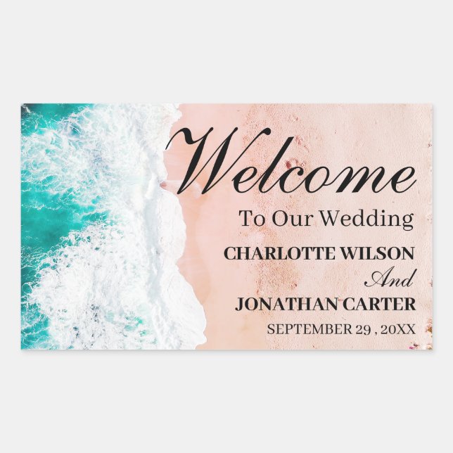 Tropical Coastal Beach wedding Welcome Bag  Sticker (Front)