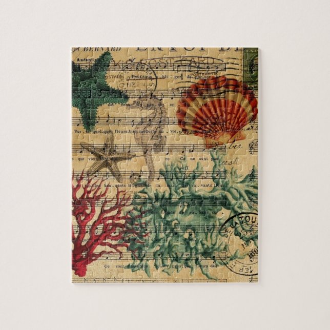 tropical coastal coral seahorse starfish jigsaw puzzle (Vertical)