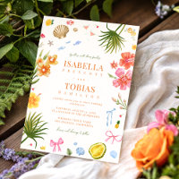 Tropical Coastal Hand Drawn Bow Sea Shells Wedding