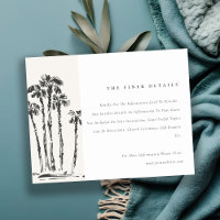 Tropical Coastal Palm Tree Sketch Wedding Details