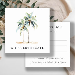 Tropical Coastal Palm Trees Gift Certificate 