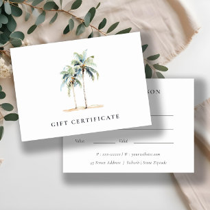 Tropical Coastal Palm Trees Gift Certificate 