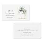 Tropical Coastal Palm Trees Watercolor Blue Green