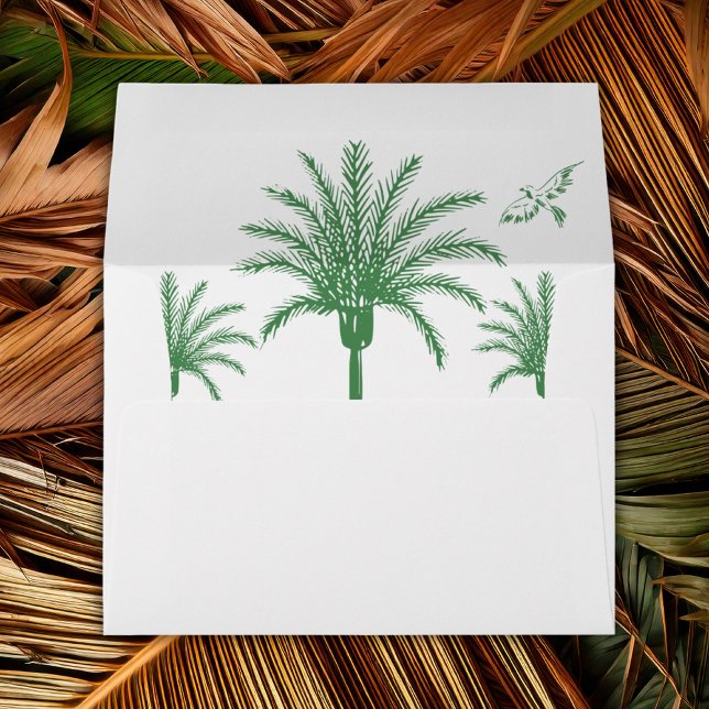 Tropical Coastal Retro Beach Destination Wedding Envelope (Creator Uploaded)