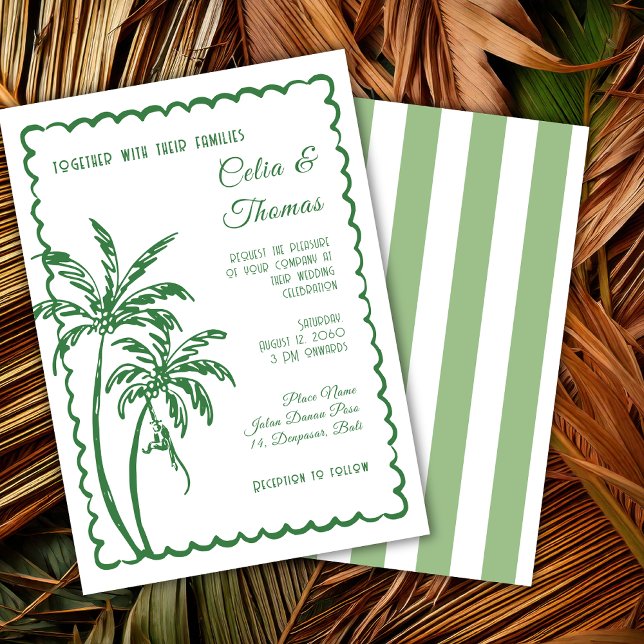 Tropical Coastal Retro Beach Destination Wedding  Invitation (Creator Uploaded)